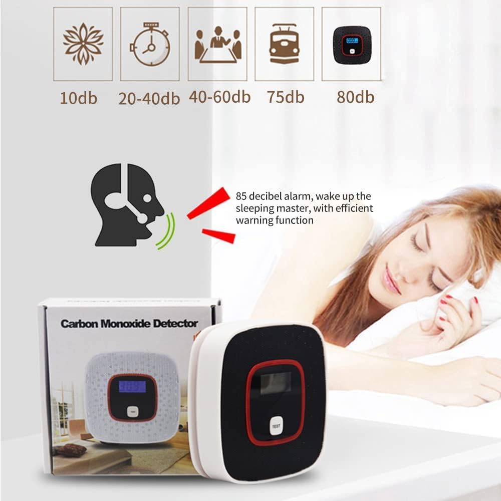 Solvex Home Carbon Monoxide Detector, sleek design, mounted on a wall, ensuring emergency device readiness.