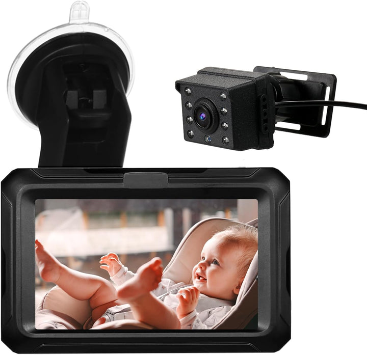 Solvian baby car camera mirror with 4.3'' screen, 1080P HD, for infant safety in vehicle