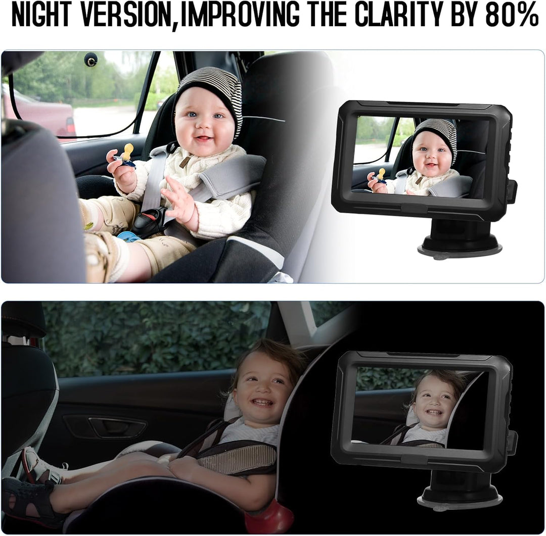 Rear-facing child monitor camera with 1080P resolution and adjustable 4.3-inch display