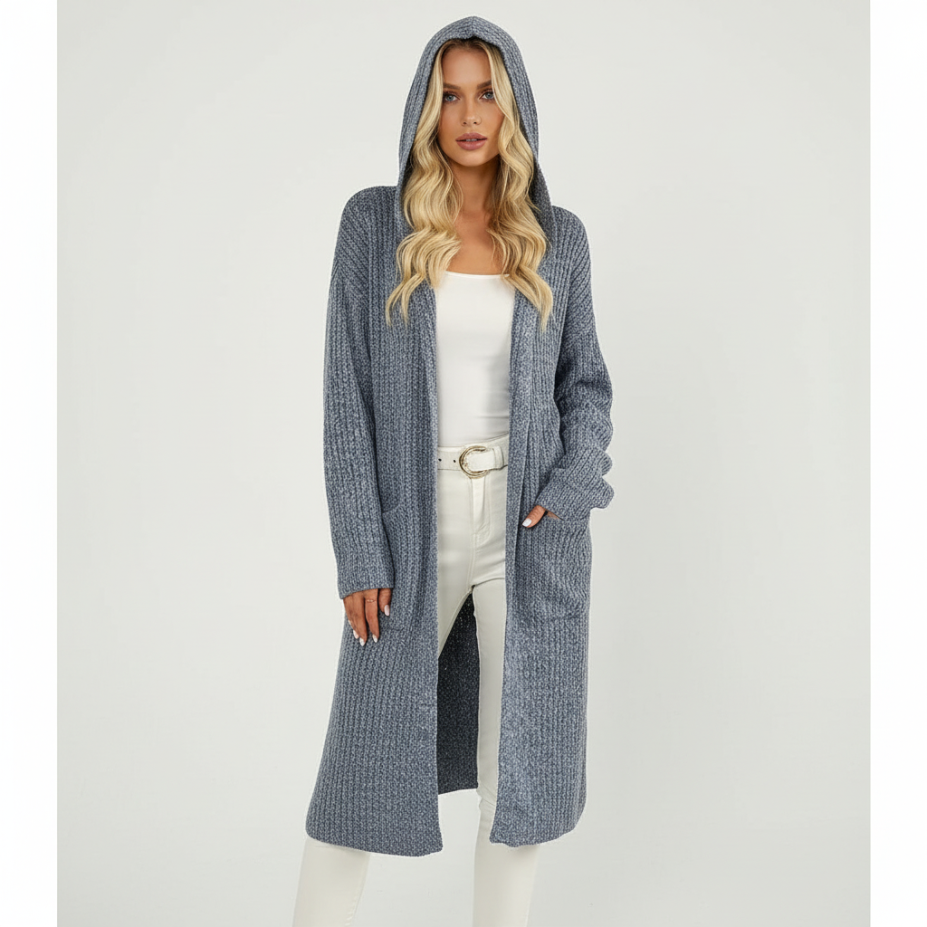 Women's Sophia long knitted cardigan in a soft blend, perfect for comfortable winter wear