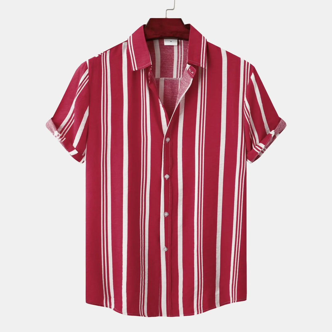 Sophisticated men's Riviera striped long sleeve shirt, perfect for elegant casual or business casual wear.