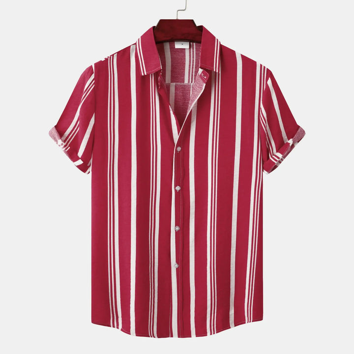 Sophisticated men's Riviera striped long sleeve shirt, perfect for elegant casual or business casual wear.