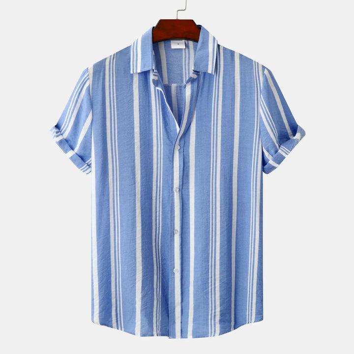 Classic men's versatile striped long sleeve shirt, ideal for a refined gentleman's casual or formal attire.