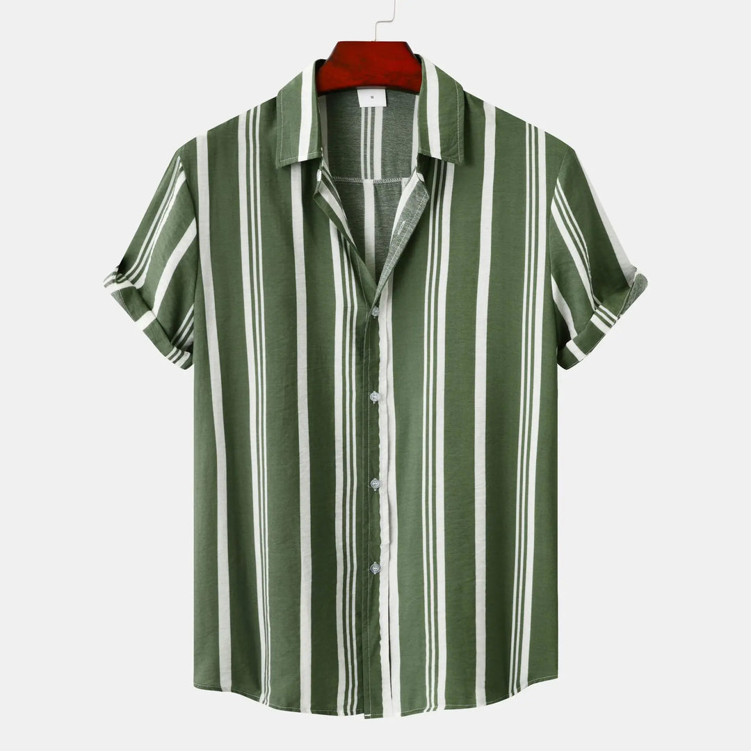 Gentleman's striped long sleeve shirt, a classic versatile top for smart casual and formal fashion.