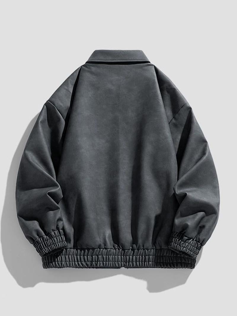Casual men's trucker jacket. Comfortable everyday outerwear with a zipper, blending fashion and functionality.