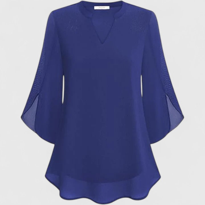 Classic sophisticated women's blouse, suitable for both formal office settings and elegant evening wear.