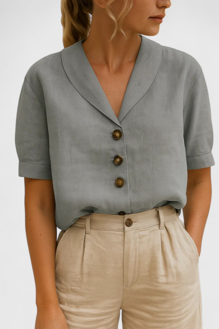 Lightweight, elegant women's blouse in a timeless style, ideal for summer fashion and versatile outfits.