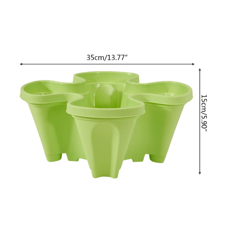 Compact vertical planter system by StrawberryStack, maximizing growing space for flowers & vegetables.