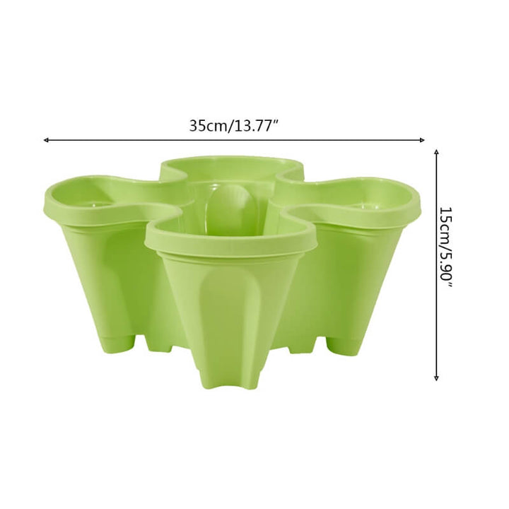 Compact vertical planter system by StrawberryStack, maximizing growing space for flowers & vegetables.
