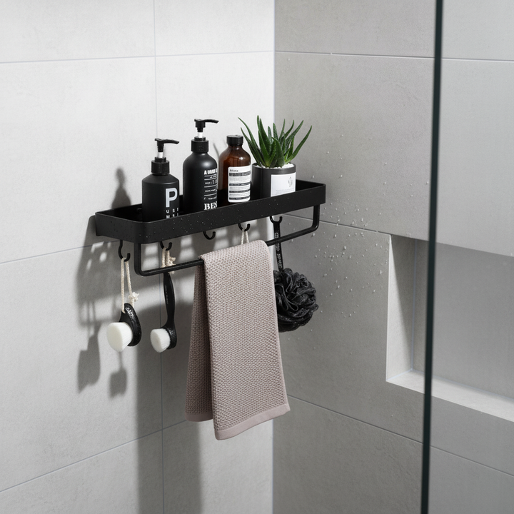 SpaceGleam rustproof aluminum corner shower caddy, wall mounted, drill-free, for bathroom storage