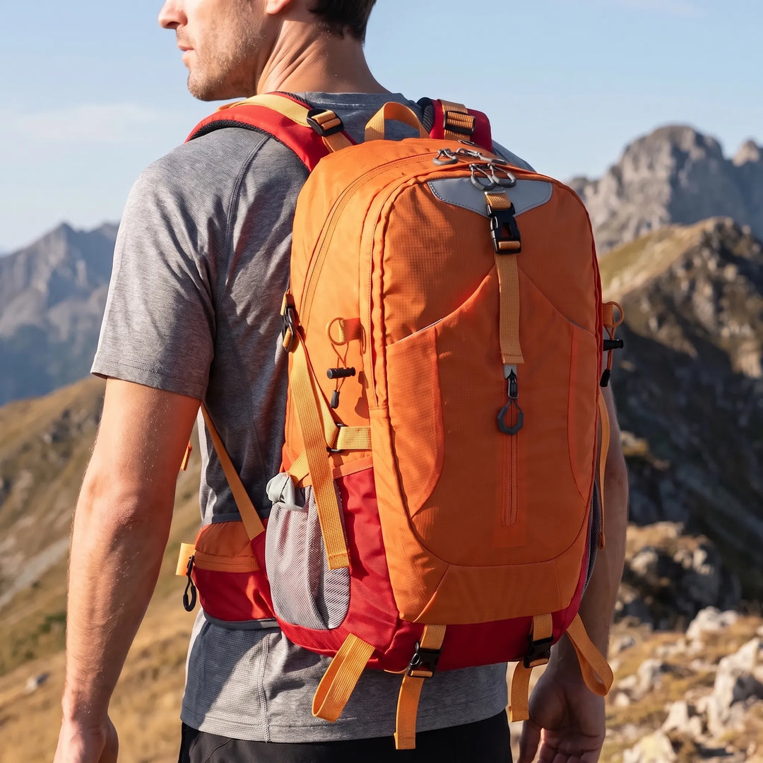 Spacious 11-gallon hiking backpack, perfect for outdoor adventures & camping trips. Durable water-resistant rucksack.