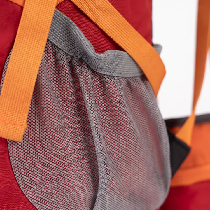 Close-up of the 11-gallon hiking backpack's spacious main compartment, ideal for camping & travel gear.