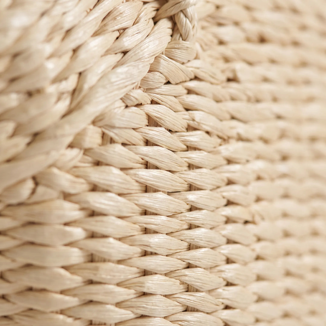 Large woven khaki women's tote bag, a spacious beach & travel accessory for summer essentials.