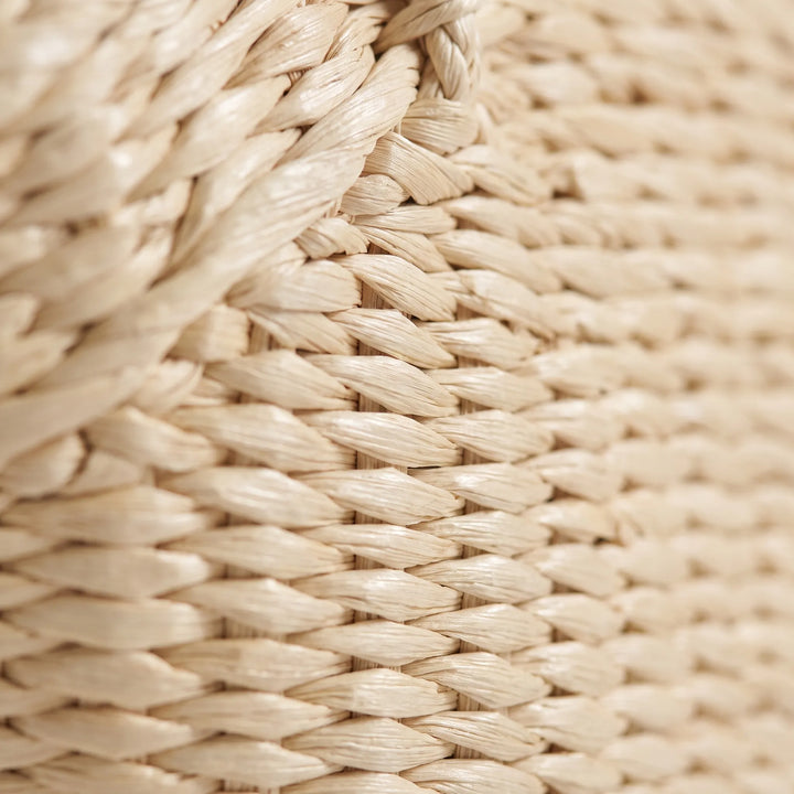 Large woven khaki women's tote bag, a spacious beach & travel accessory for summer essentials.