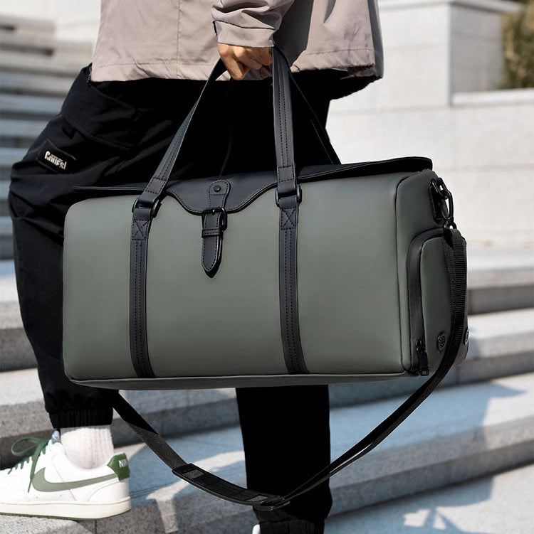 Interior view of a spacious unisex travel duffle bag, showcasing ample room for weekend essentials.