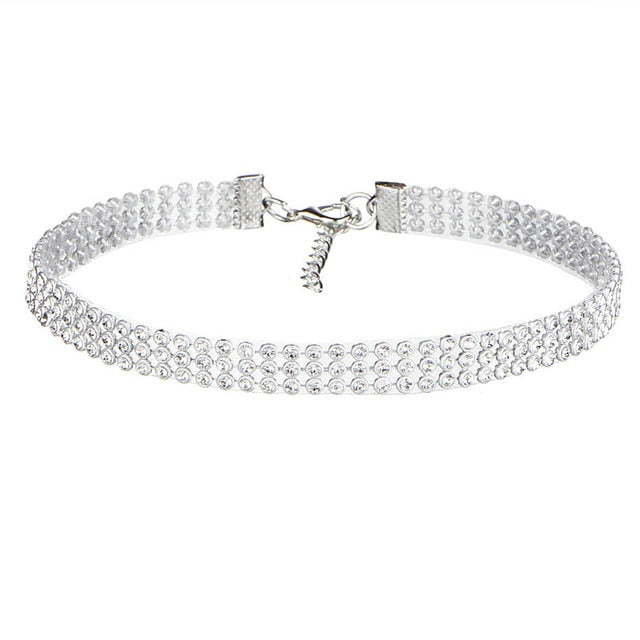 Shiny women's rhinestone choker necklace, a sparkling crystal jewelry piece for elegant wear.