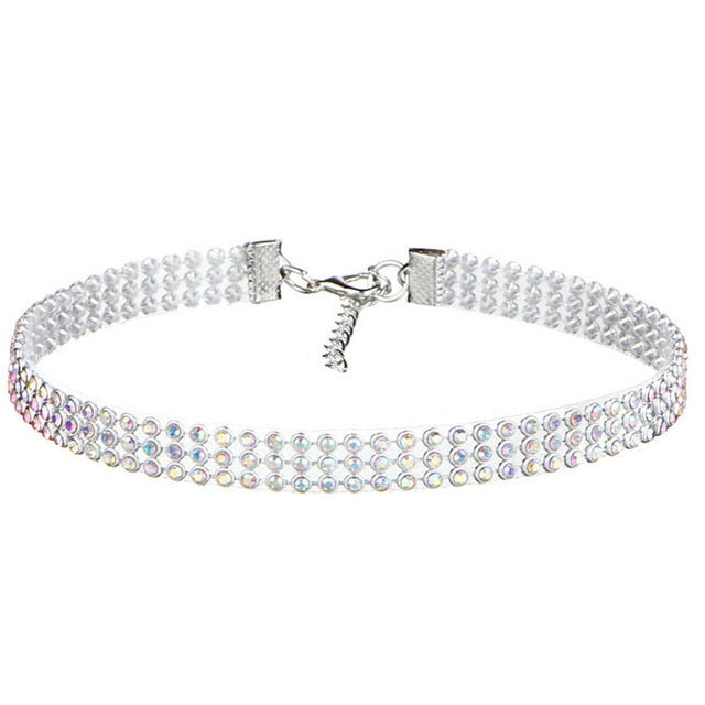 Women's crystal rhinestone choker necklace, a dazzling piece of elegant fashion jewelry.