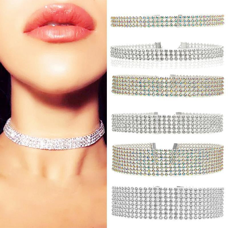 Shiny crystal rhinestone choker necklace for women, a beautiful and sparkling accessory.