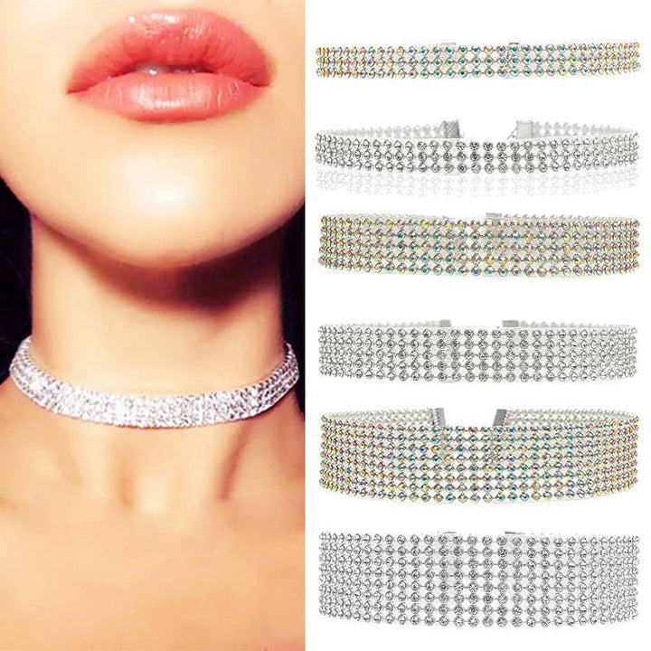 Shiny crystal rhinestone choker necklace for women, a beautiful and sparkling accessory.