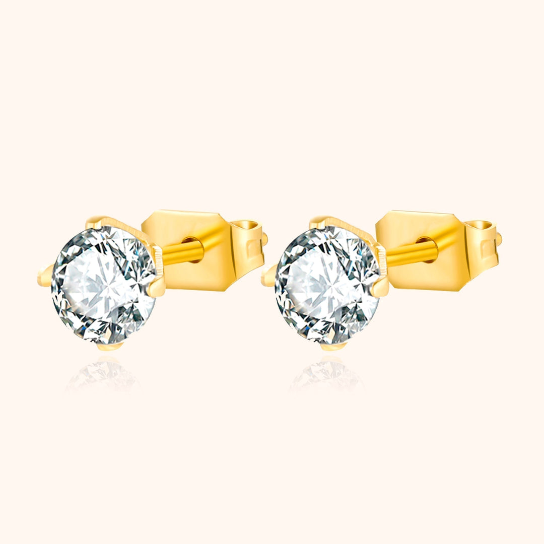 Silver-plated mini earrings for women, featuring sparkling cubic zirconia. A classic dainty accessory.