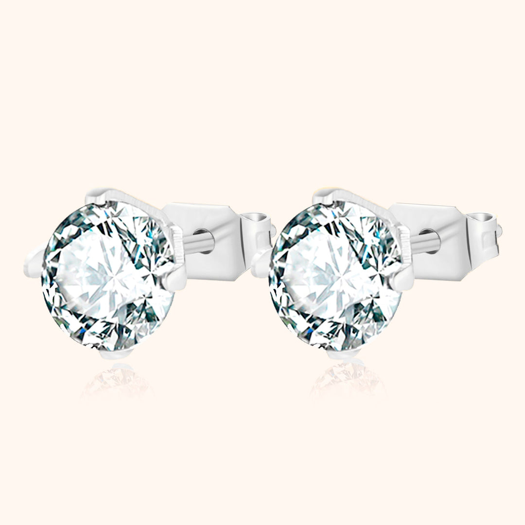 High-quality sterling silver mini earrings. Adorned with sparkling cubic zirconia for timeless beauty.