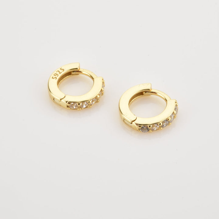 Sparkling gold pave hoop earrings, Lumina collection, for women, elegant