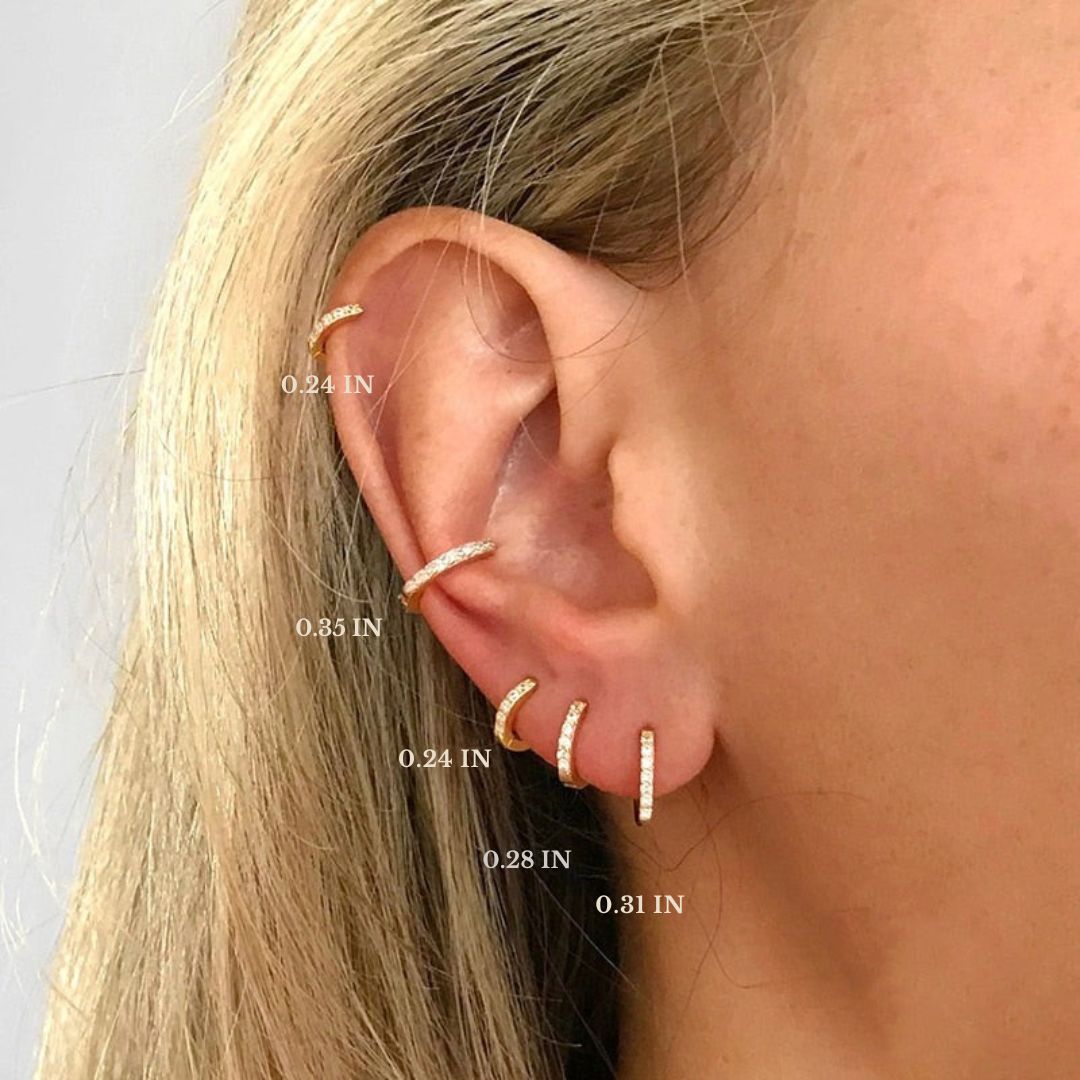 Silver cz pave hoop earrings for women, petite and sparkling, hypoallergenic