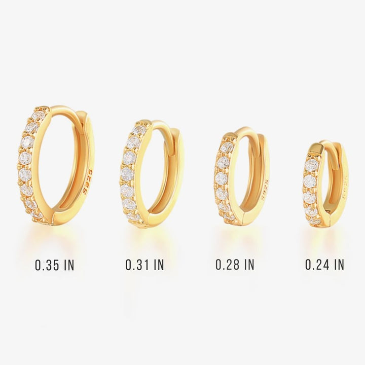 Petite sparkling pave hoop earrings for women, cz stones, gold-tone, Lumina