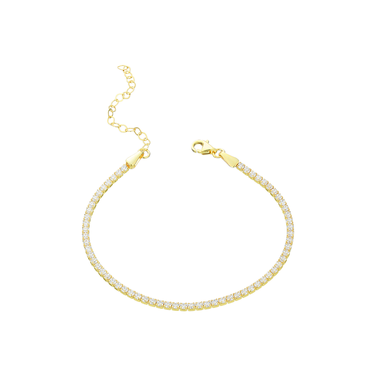 Elegant gold-plated women's iced bracelet, a sparkling statement piece of jewelry. Perfect for any occasion.