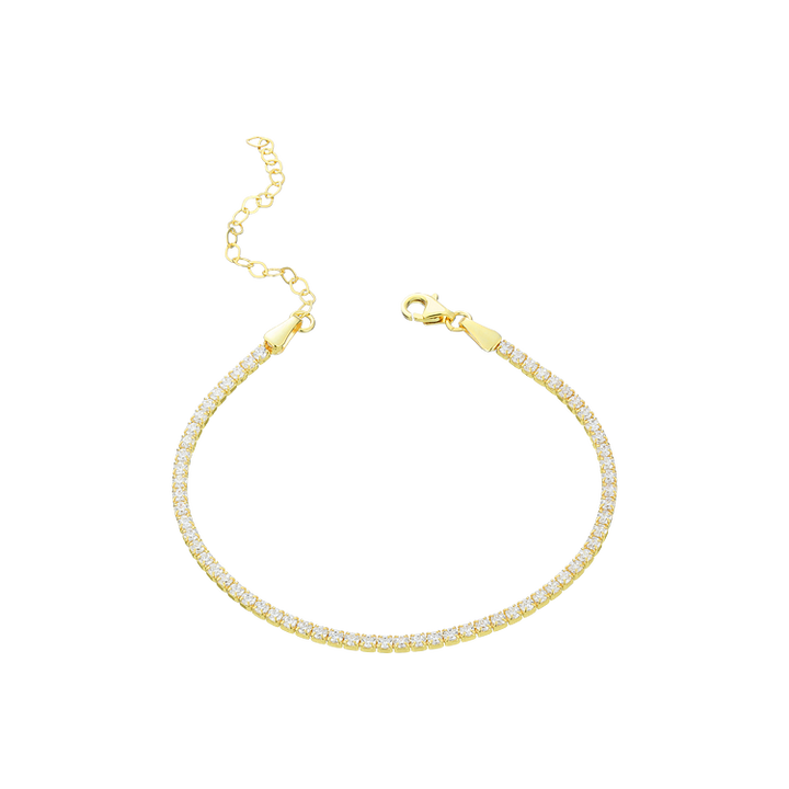 Elegant gold-plated women's iced bracelet, a sparkling statement piece of jewelry. Perfect for any occasion.