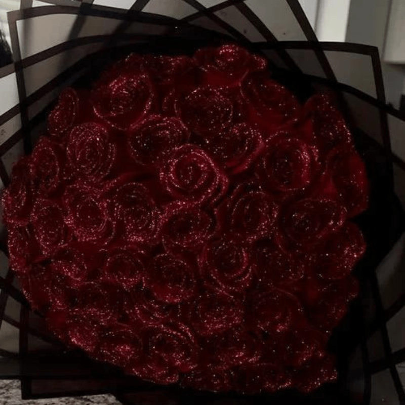 Stunning blue glitter rose, an eternal flower, perfect unique romantic gift or sparkling home decor accent.