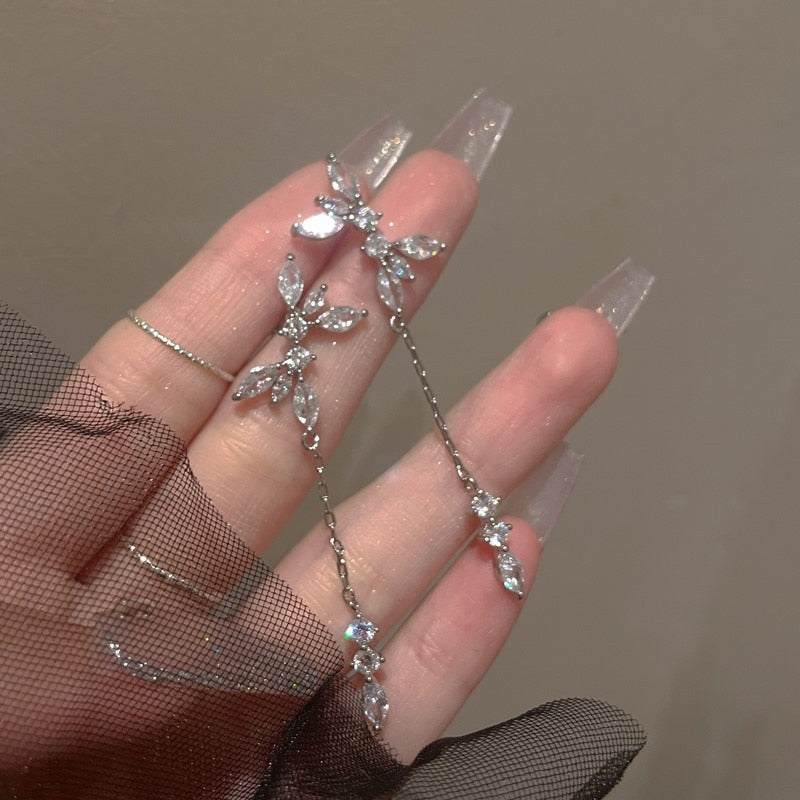 Elegant women's earrings featuring brilliant sparkling rhinestones, a classy choice.