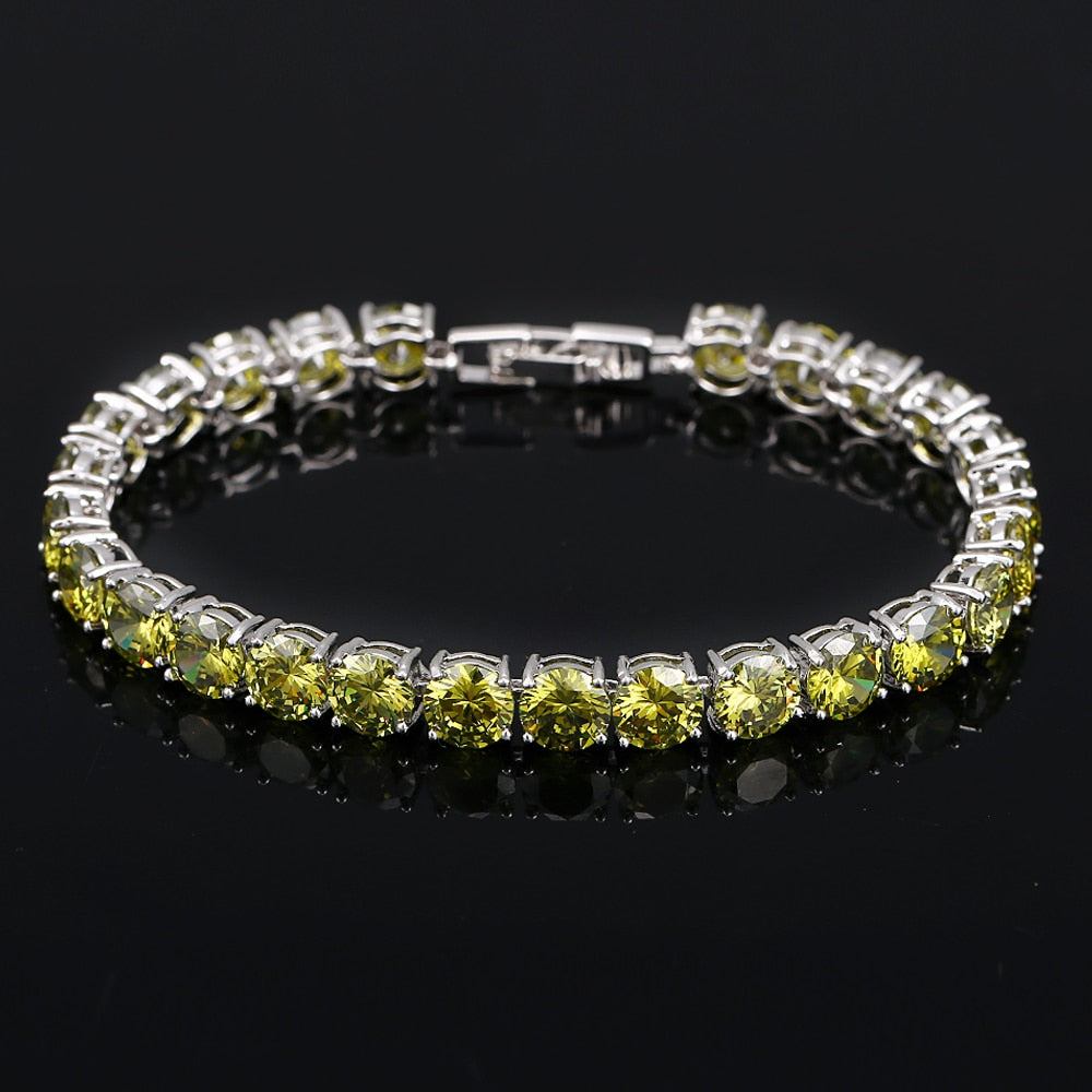 Stylish women's crystal heart tennis bracelet, perfect for special occasions or daily wear.