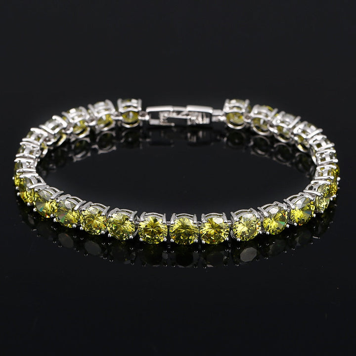 Stylish women's crystal heart tennis bracelet, perfect for special occasions or daily wear.
