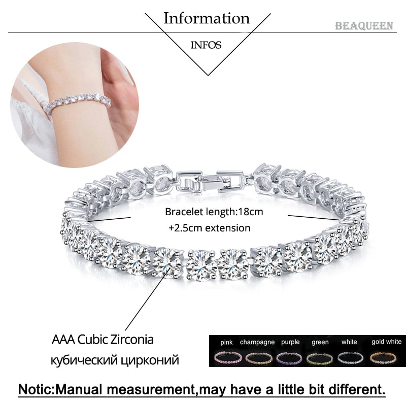Beautiful women's sparkling crystal heart tennis bracelet, adding glamour to her wrist.