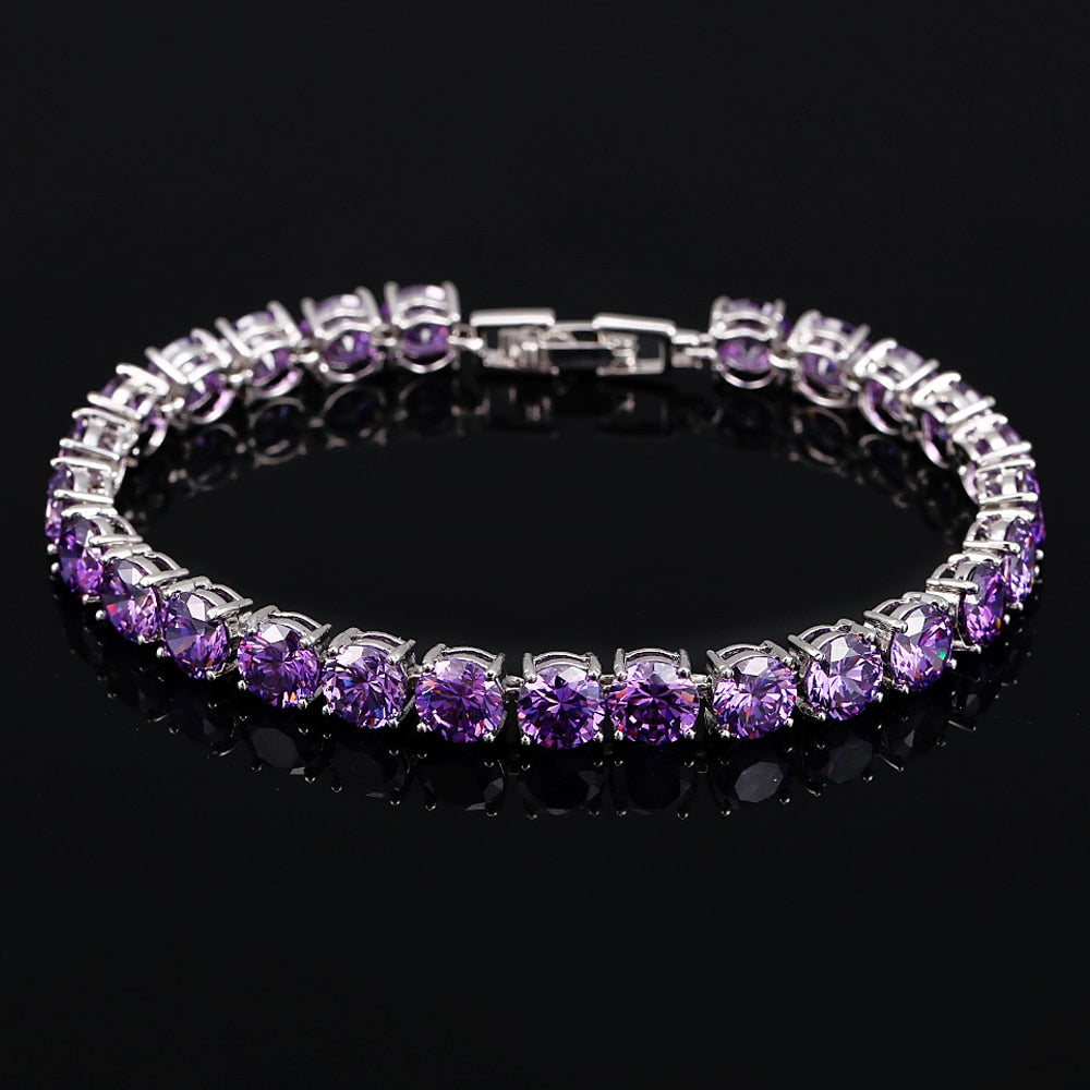 Sparkling crystal heart tennis bracelet, a must-have women's fashion accessory.