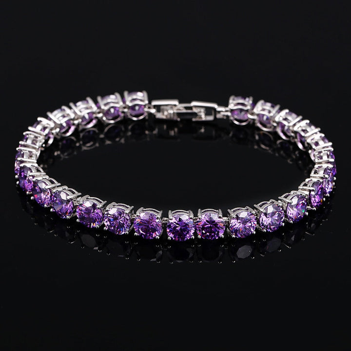Sparkling crystal heart tennis bracelet, a must-have women's fashion accessory.