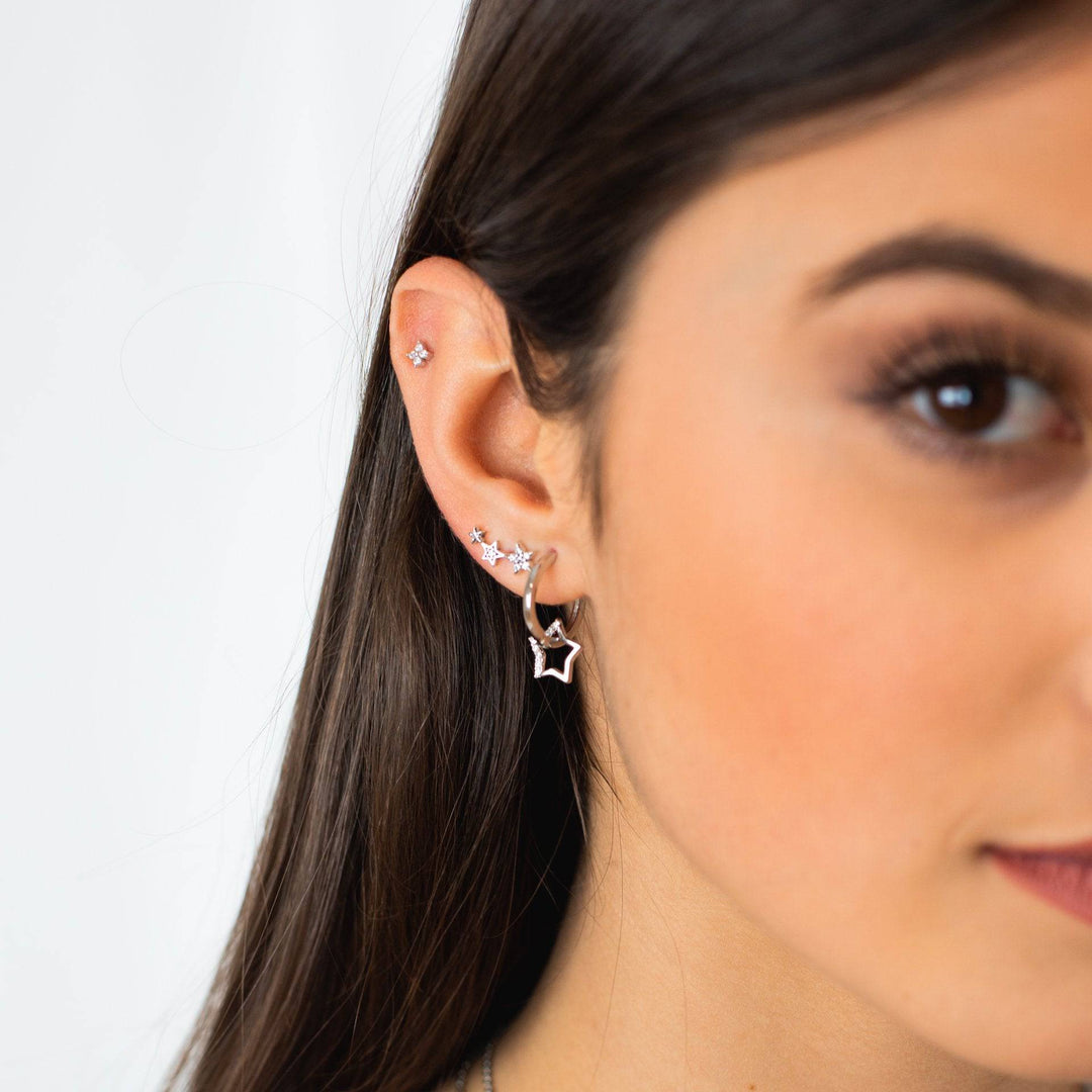 Elegant S925 sterling silver flower stud earrings with dazzling zirconia. Lightweight, ideal women's jewelry gift.