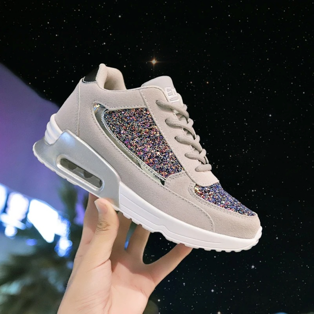 Comfortable women's glitter shoes, breathable for all-day wear. Perfect sparkle for any casual or party outfit.