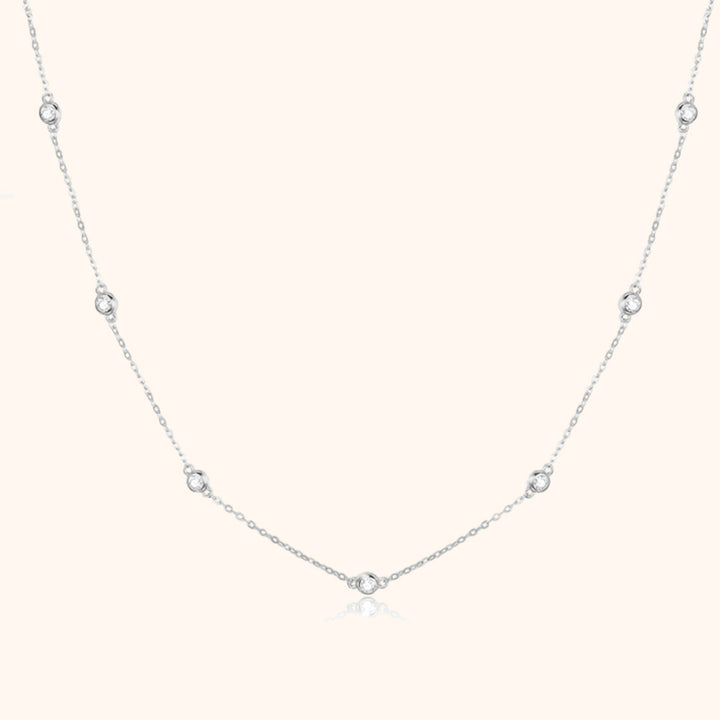 Sparkling women's zirconia necklace with dainty sterling silver chain, perfect for elegant everyday wear or special occasions.