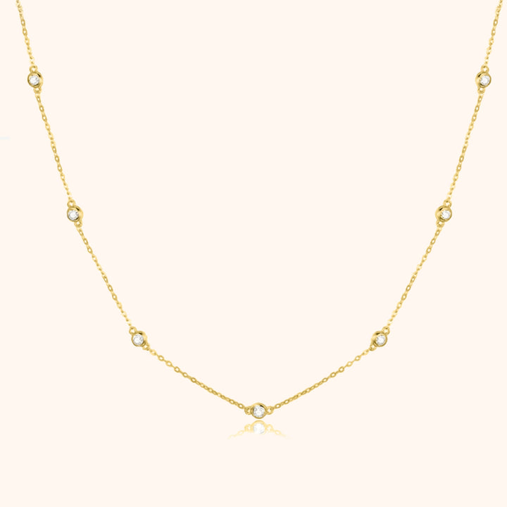 Dainty silver zirconia necklace for women, sparkling Elara design. Versatile elegant jewelry, adjustable for perfect fit.