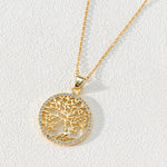 Round White Zircon and Tree of Life