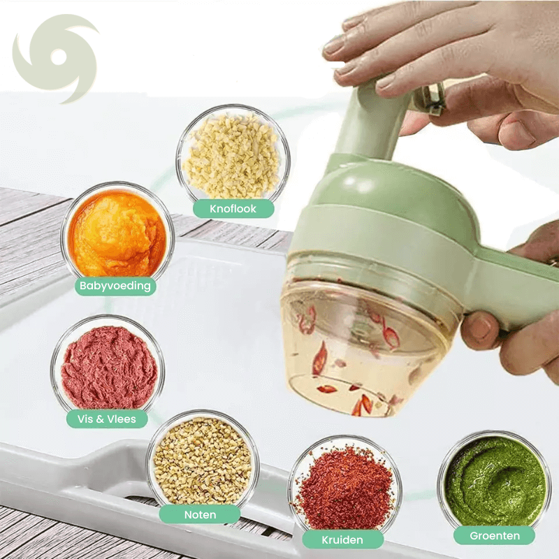 Multifunctional SpeedChef 4-in-1 electric chopper & slicer. Essential kitchen gadget for efficient food preparation.