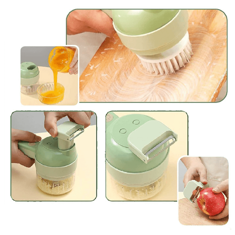 Smart SpeedChef 4-in-1 electric food processor & slicer. Modern kitchen gadget for quick and versatile cooking prep.