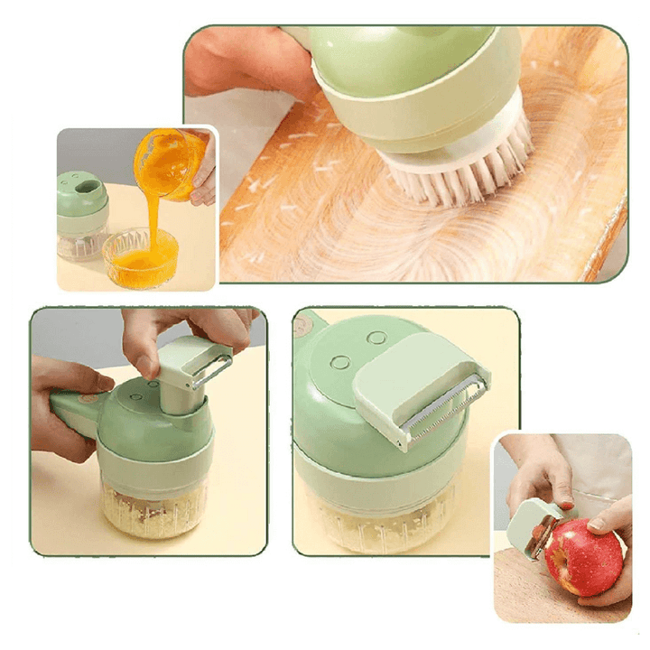 Smart SpeedChef 4-in-1 electric food processor & slicer. Modern kitchen gadget for quick and versatile cooking prep.