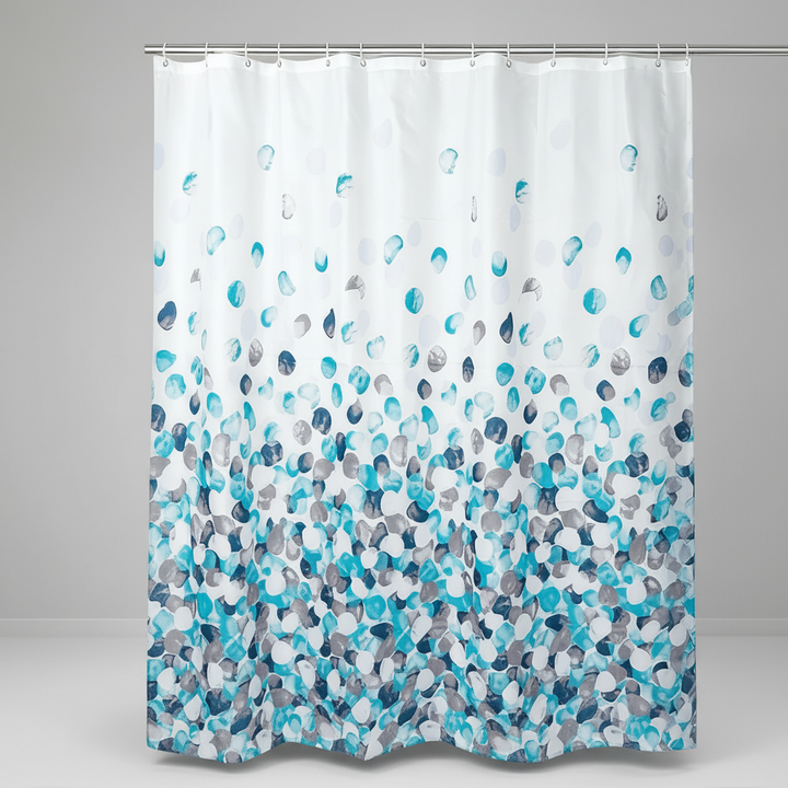 SplashDot fabric shower curtain with an abstract Dot pattern, stylish home decor for any bathroom