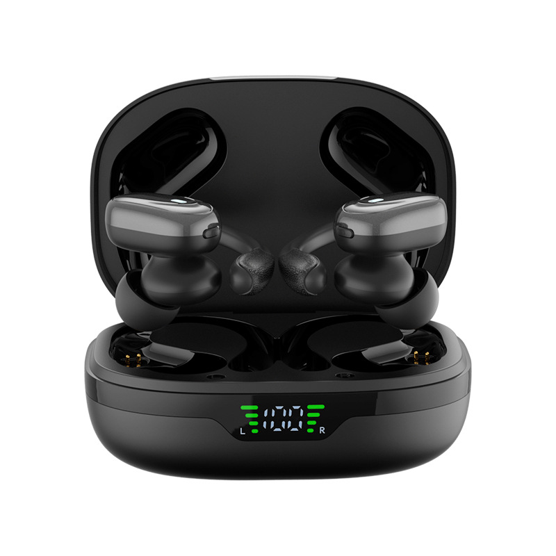 Durable waterproof sport earbuds for active use, featuring a compact LED charging case and mic
