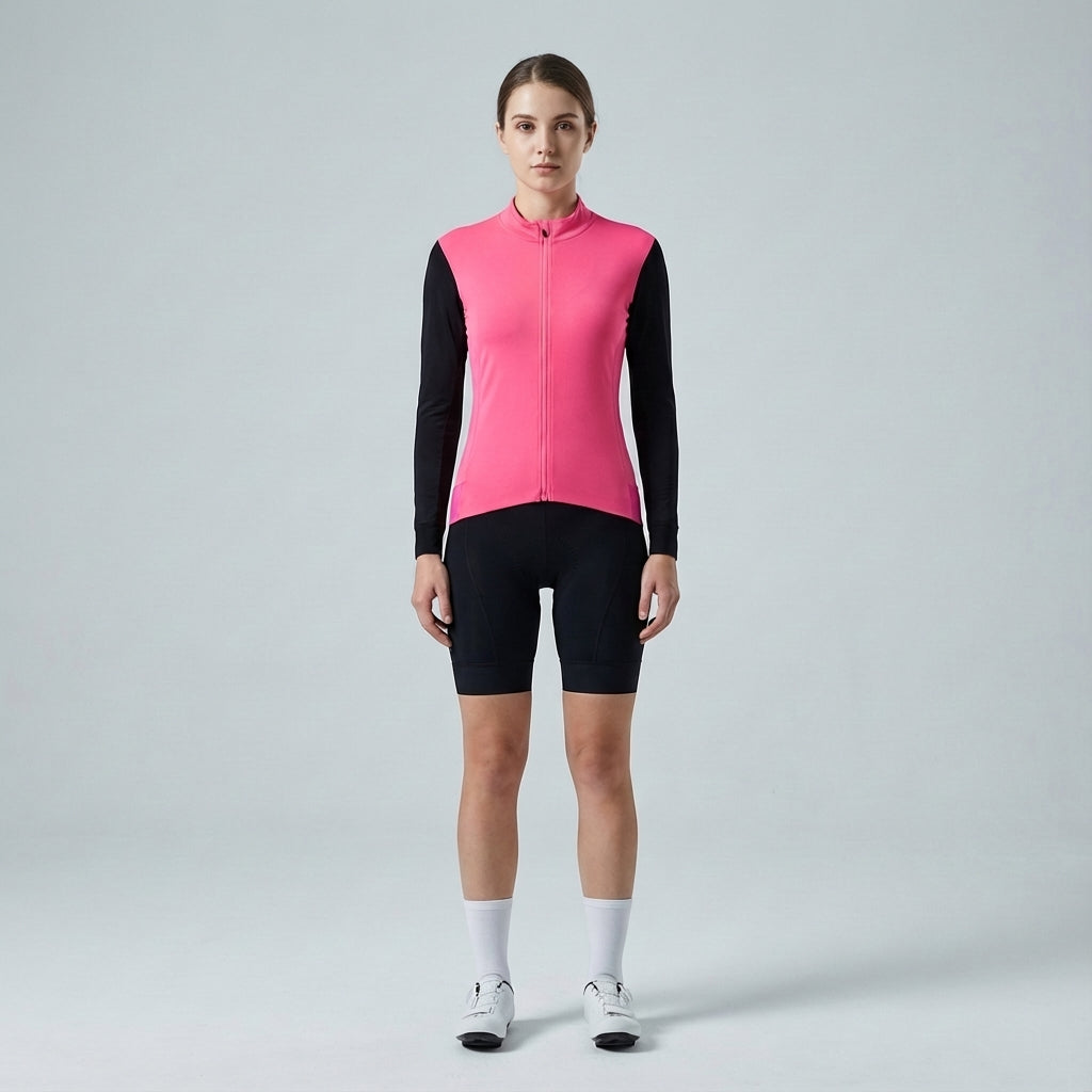 Jeanette women's cycling jacket in black, showcasing sleek design and activewear features