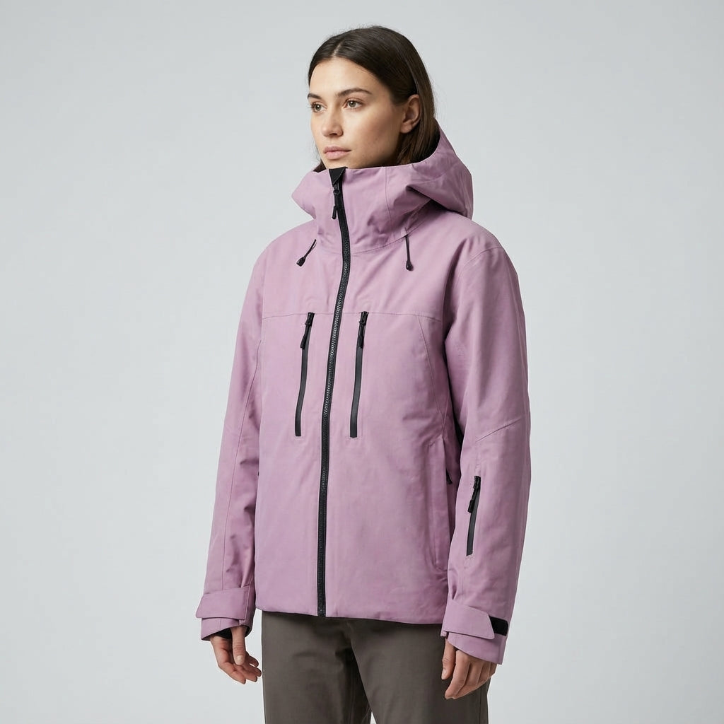 Athletic women's snow jacket, waterproof & insulated for skiing adventures