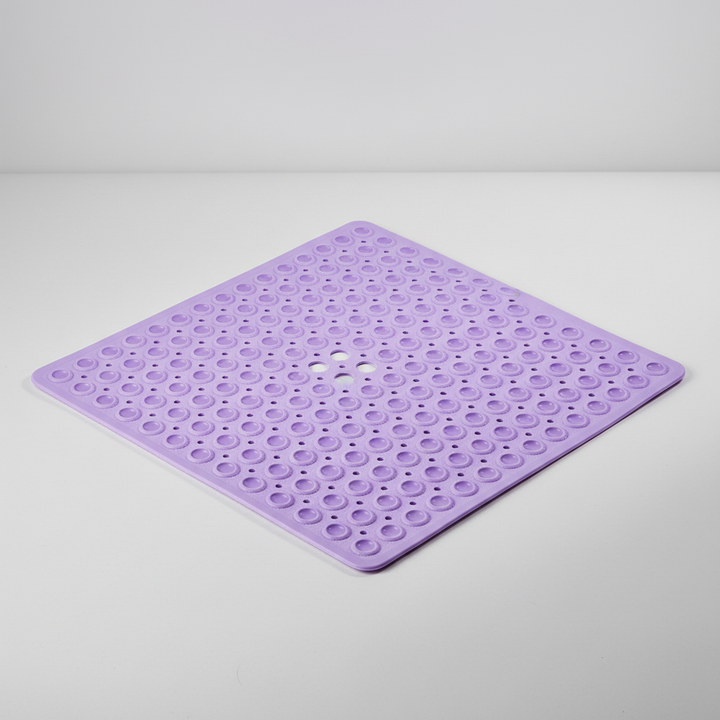 Unisex GripSquare shower mat, non-slip PVC with strong suction cup base for safety.